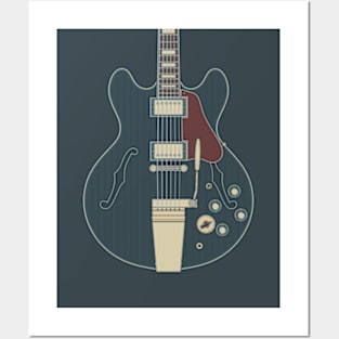 Dark Vintage Hollow Body Guitar Posters and Art